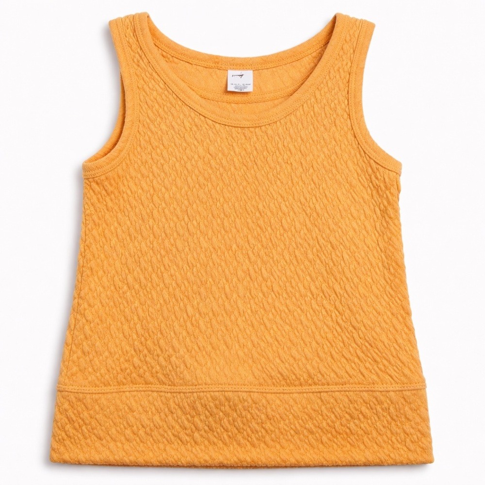Truce Girl Tank Top Size L 14 Orange Textured Knit Sleeveless Retro Preppy Tween